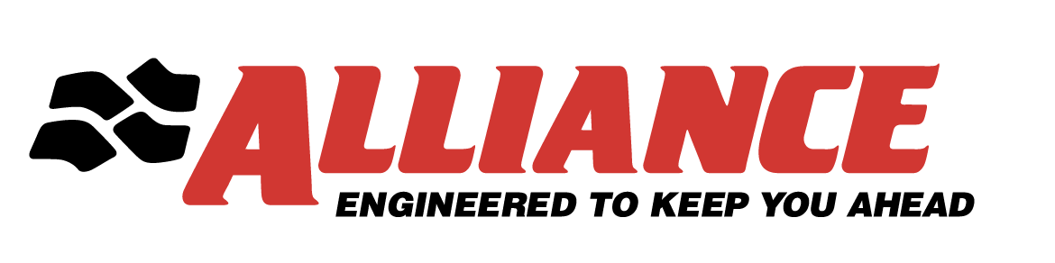 Alliance logo with stylized black flag icon and red text 'ALLIANCE' above the tagline 'ENGINEERED TO KEEP YOU AHEAD'.